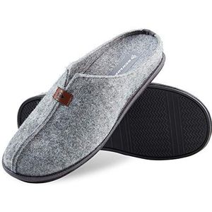 Dunlop Heren pantoffels, vilt slip op muilezels mannen pantoffels, indoor outdoor huis schoenen maat 7 tot 12, Grijs, 42 EU