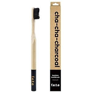Fete Bamboe tandenborstel, milieuvriendelijk, BPA-vrij, biologisch afbreekbaar, nylon borstelharen voor natuurlijke tandverzorging (middelgrote borstels, zwart)