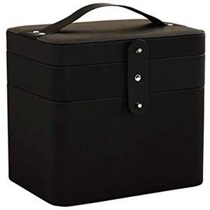 SMSOM Make-uptas, tweelaags, groot, past op flessen, bovenste laag voor kwasten, pincetten, eyeliner, zwart