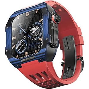 OFWAX Rubberen horlogeband koolstofvezel hoesje, voor Apple Watch Series 9 8 7 6 5 4 SE 44 45mm, robuuste beschermer bumper luxe horlogebanden upgrade vervangende kit, 44mm, agaat