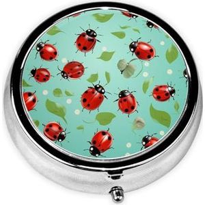 Rode lieveheersbeestjes print pillendoos 3 compartimenten kleine pillendoos draagbare pillendoos voor zak of portemonnee schattige medicijnorganizer houder om vitamines medicatie vast te houden