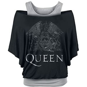 Queen Crest Logo T-shirt zwart-grijs XL 95% viscose, 5% elastaan Band merch, Bands
