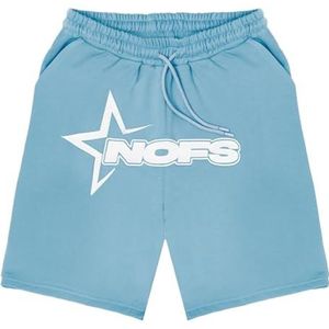 ZEZEZ NOFS Heren Zomer Jogging Trainingspak, T-shirt en Shorts met NOFS Opgedrukt Logo, Lichtgewicht Kort Zomer Sportpak(Blue B,S)