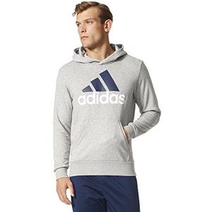 adidas Heren Essentials Linear P/O French Terry Hoodie, Medium Grey Heather, L