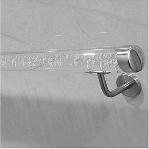 Trapleuning van helder acryl - op maat gemaakte, antislip muurbeugel for binnen- en buitengebruik(Silver Bracket,150cm(5ft))