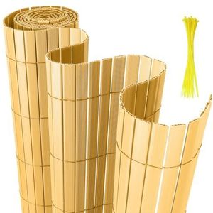 Yakimz Pvc-inkijkbeschermingsmat, inkijkbescherming, bamboe, weerbestendig, uv-bestendig, voor tuin, balkon en terras, 100 x 300 cm, windscherm - bamboe