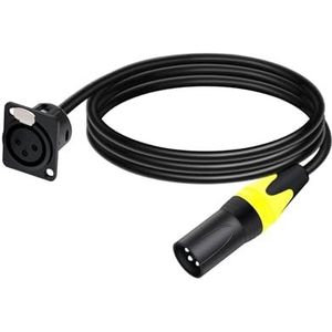 D-type XLR vrouwelijk paneelmontage naar XLR mannelijke connector doorvoerkabel, 3-pins XLR pass-thru-converter compatibel met microfoon (Color : Yellow, Size : 1 m)