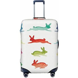 WOWBED Regenboog konijn bedrukte koffer cover elastische reisbagagebeschermer past 45-70 cm bagage, Zwart, L