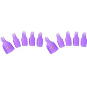 2 set 5 Stuks Plastic Voet Teen Nail Remover Nail Art Soak Off Cap Clip UV Gel Polish Remover Wrap Tool Sets, Paars