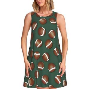 ELSMZXZD Gouden Ananas Print Dames Zomerjurken - Casual Mouwloze Jurk Zonnejurk 2025 Strand met Zak, Voetbal groen, S