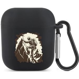 Vintage Bergbeklimmen Bergbeklimmer Leuke Case voor AirPods 2 & 1 Schokbestendige Beschermende Hoofdtelefoon Gevallen Cover Met Sleutelhanger voor Mannen Vrouwen