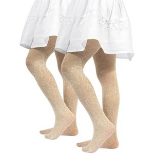 CALZITALY PACK 1/2 panty voor meisjes van kant, panty met bloemenmotief, 40 denier, ivoor, wit, 2-3, 4-6, 6-8, 8-10, 10-12, 12-14 jaar, Made in Italy, 2 paar - ivoor, 10-12 Jaren