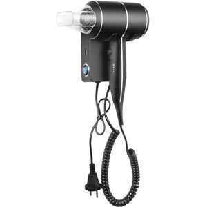 QL Haardroger met ThermoProtect Technologie 2000W,Föhn met Muurbeugel en USB-Aansluiting,Houder voor Hotello en Thuis,Mat Zwart