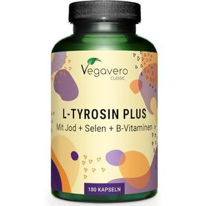 Vegavero L-Tyrosine 1.200 mg | Met jodium, selenium en B-vitamines | Van fermentatie, vegan & zonder toevoegingen | 180 capsules