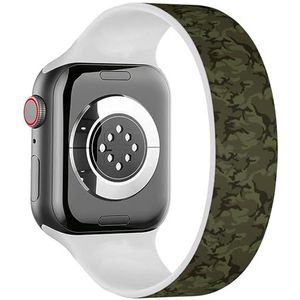 Solo Loop Band Compatibel met All Series Apple Watch 42/44/45/49mm (legergroene camouflage) rekbare siliconen band band accessoire, Siliconen, Geen edelsteen