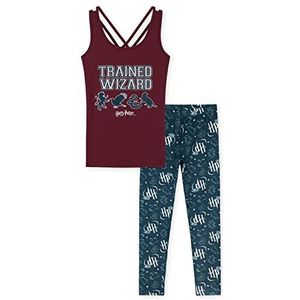 Harry Potter Meisjes Gym Top en Leggings Workout Set Dans Sport Outfit Geschenken, Bourgondy/Marine, 13-14 jaar