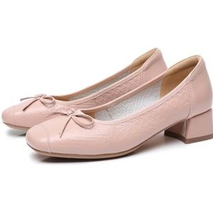 Sekiueo Damesschoenen Met Dikke Lage Hakken Vierkante Neus En Instappers Werkschoenen,Roze,34 EU