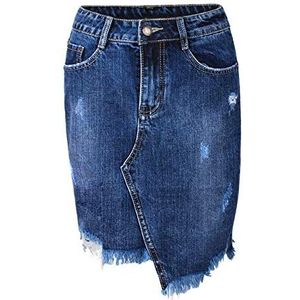 Fraternel dames jeans rok kort potlood stretch destroyed Blauw L
