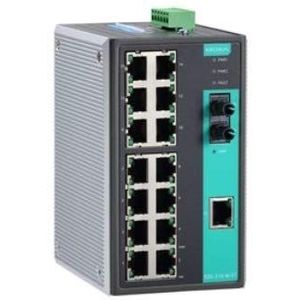 Industrial Unmanaged Ethernet Switch with 14 10/100BaseT(X) ports, 2 single mode 100BaseFX ports, connector, -40 to 75°C