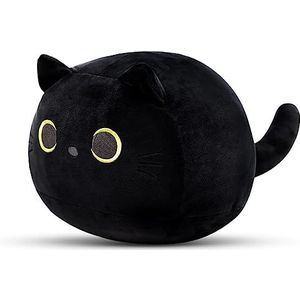 DNFASCHI Kawaii zwarte kat, pluche stofdier, knuffeldier, gevuld dierkussen, speelgoed, 40 cm, zachte pluche kat, knuffelpop, cadeau voor kinderen