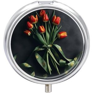 Tulpen Met Bogen Pil Case Reizen Pil Container Mini Reizen Geneeskunde Tablet Vitamine Houder Organizer Geneeskunde Kabeljauw Leverolie Opslag
