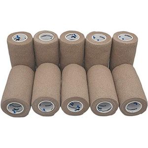 PintoMed - Samenhangend verband - 10 x HUIDKLEUR - 10 rollen x 10 cm x 4,5 m zelfklevend flexibel verband, eerste hulp, verwondingen