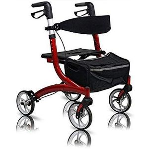 Loophulp Aluminium transportrollator Walker met stoel en wielen In hoogte verstelbare rollator voor senioren, ouderen met een handicap, ondersteuning van 280 lbs