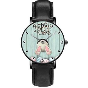 Paashaas Klassieke Patroon Horloges Persoonlijkheid Business Casual Horloges Mannen Vrouwen Quartz Analoge Horloges, Zwart