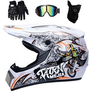 Volledige Gezicht MTB Motocross Helm Set - Jeugd Kind - Beschermende Uitrusting