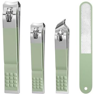Nagelknipper voor dames en heren, 4 stuks nagelknipper set, premium teennagelknippers, vingernagelknipper, ultra scherpe teennagelknipper, nagelknipper voor volwassenen, groen