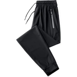 ZEEHXQ Vrijetijdsbroek for heren, hoge elastische negende broek van ijszijde, trainingsbroek, lichtgewicht joggingbroek met trekkoord, sportbroek oversized (Color : Drawstring Black, Size : 6XL)