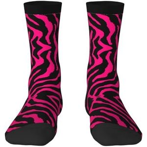Zebra Tiger Leopard Roze Volwassen Grappige 3d Sokken Crew Sokken Nieuwigheid Sokken Gag Cadeaus, Zachte Gezellige Sokken., Zwart, Eén Maat