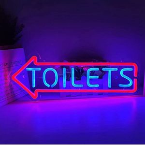 Toilet ingang pijl USB LED neonreclame, aangepaste unisex WC neonlichten voor toilet wasruimte indicator wanddecoratie,Left,40x15cm