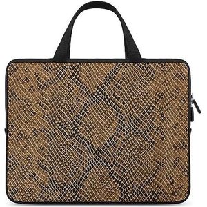 Bruine Snake Skin Patroon Laptop Tas Duurzaam Waterdicht Notebook Draagtas Computer Tas Aktetas 10 inch