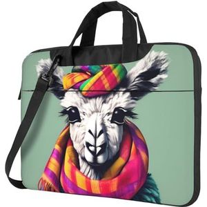 Lama in een sjaal ultradunne laptoptas, laptoptassen voor bedrijven, geniet van een probleemloze en stijlvolle reis, Llama in een sjaal, 14 inch