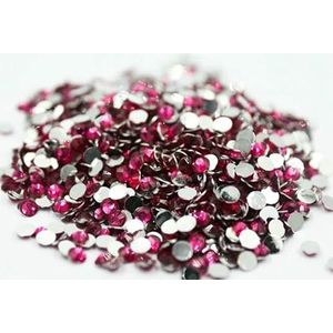 Groot pakket 2-6mm Hars Flatback Kristallen AB Zilveren onderkant Hars Niet-hotfix Strass Nail Art Strass Kledingstuk-Donkerroze-5mm SS20-10000st