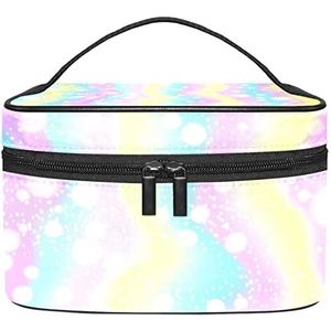 Fantasy Glitter Patroon Make-up Organizer Bag, Reizen Make-up Tas Organizer Case Draagbare Cosmetische Tas Voor Vrouwen En Meisjes Toiletartikelen, Meerkleurig, 22.5x15x13.8cm/8.9x5.9x5.4in