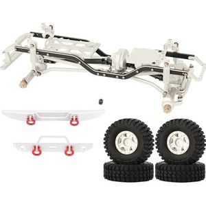 MANGRY Simulatie Fit for Jeep Auto Chassis Frame Met Assen Wielen AXI00005 Axiale SCX24 1/24 4WD RC Klimmen Off-road voertuig Onderdelen Kit (Color : Silver)