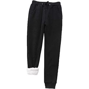 Dames Warme Broek, Vrouw Atletische Pluche Broek Met Fleece Voering Dikke Sportbroek Losse Warme Jogger Winter Joggingbroek Joggingbroek (Color : Black, Size : M)