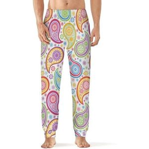 Kleurrijke Paisley Patroon Mannen Pyjama Broek Zachte Lange Pjs Bottoms Elastische Nachtkleding Broek 6XL
