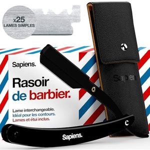 Sapiens Barbershop - Black Edition - Professioneel Scheermes - Met 10 Derby Dubbele Bladen