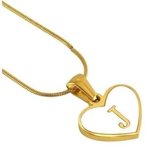 Eenvoudige titanium stalen schelp Engelse letter ketting for dames 18K mode liefde hanger sleutelbeenketting(Style:J)