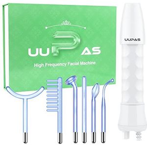 Hoogfrequente toverstaf - UUPAS 6-in-1 blauwe hoogfrequente gezichtsmachine met 6 stuks verschillende buizen voor gezicht/ogen/lichaam - huidverstevigende machine voor acne verstevigende