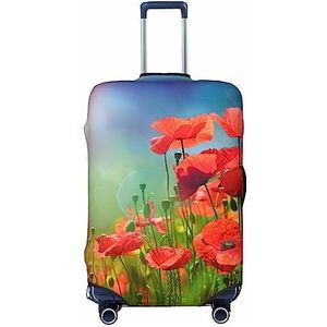 UNIOND Rode bloemen Gedrukt Bagage Cover Elastische Koffer Cover Reizen Bagage Protector Fit 18-32 Inch Bagage, Zwart, M
