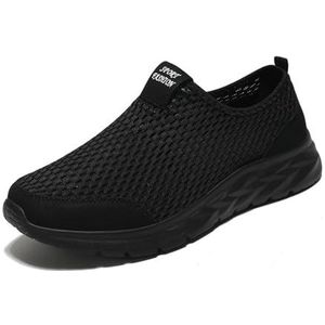 kumosaga Instapschoenen for heren, casual sneakers van ademend mesh, ultralichte antislip-sneakers for hardlopen, werken, reizen, rijden (Color : Black2, Size : EU43)
