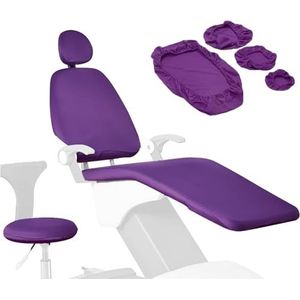 Beschermende Volledige Tandheelkundige Stoeldekking, de Stoelovertrek van de Spandex Tandheelkundige Stoel Elastische Beschermende Gevalbeschermer Tandartsmateriaal, Wasbaar 4Pcs/Set(Purple)