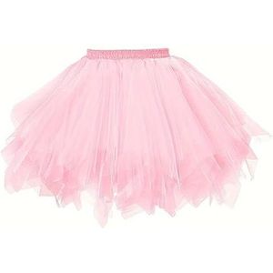 Boolavard Carnavalskostuum Dames Tutu Tule Rok 50s Vintage Tule Rok Petticoat Korte Ballet (DE/NL/SE/PL, Alfabetisch, XXL, 3XL, Regular, Regular, Roze)