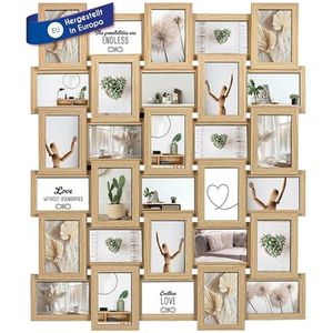 Wackadoo Fotolijst eiken 10 x 15 cm voor 30 foto's gemaakt in de EU, FSC-hout MDF met glasplaat, familie, meerdere foto's