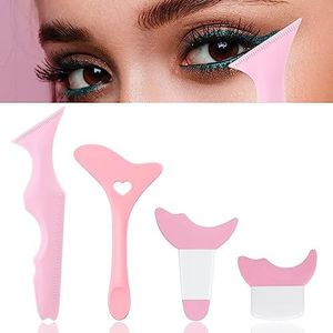 4-in-1 siliconen eyelinerhulp en mascara-schildbeschermer - multifunctioneel oogmake-upgereedschap voor vrouwen en beginners (roze)