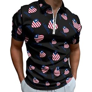 Liefde Liberia Half Zip-up Polo Shirts Voor Mannen Slim Fit Korte Mouw T-shirt Sneldrogende Golf Tops Tees S